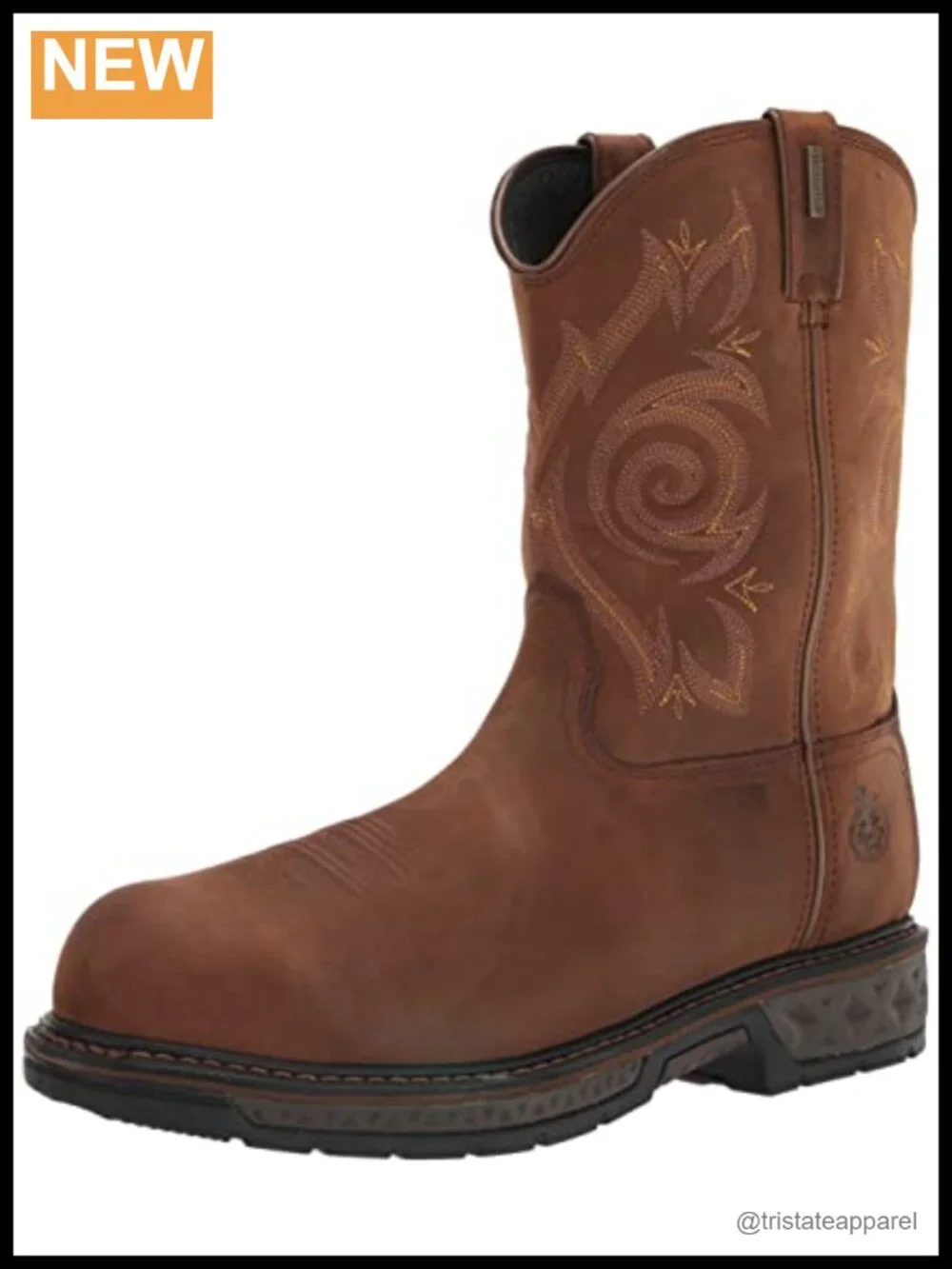 Men's Waterproof Composite Toe Work Boots Leather Pull-On Safety Boots